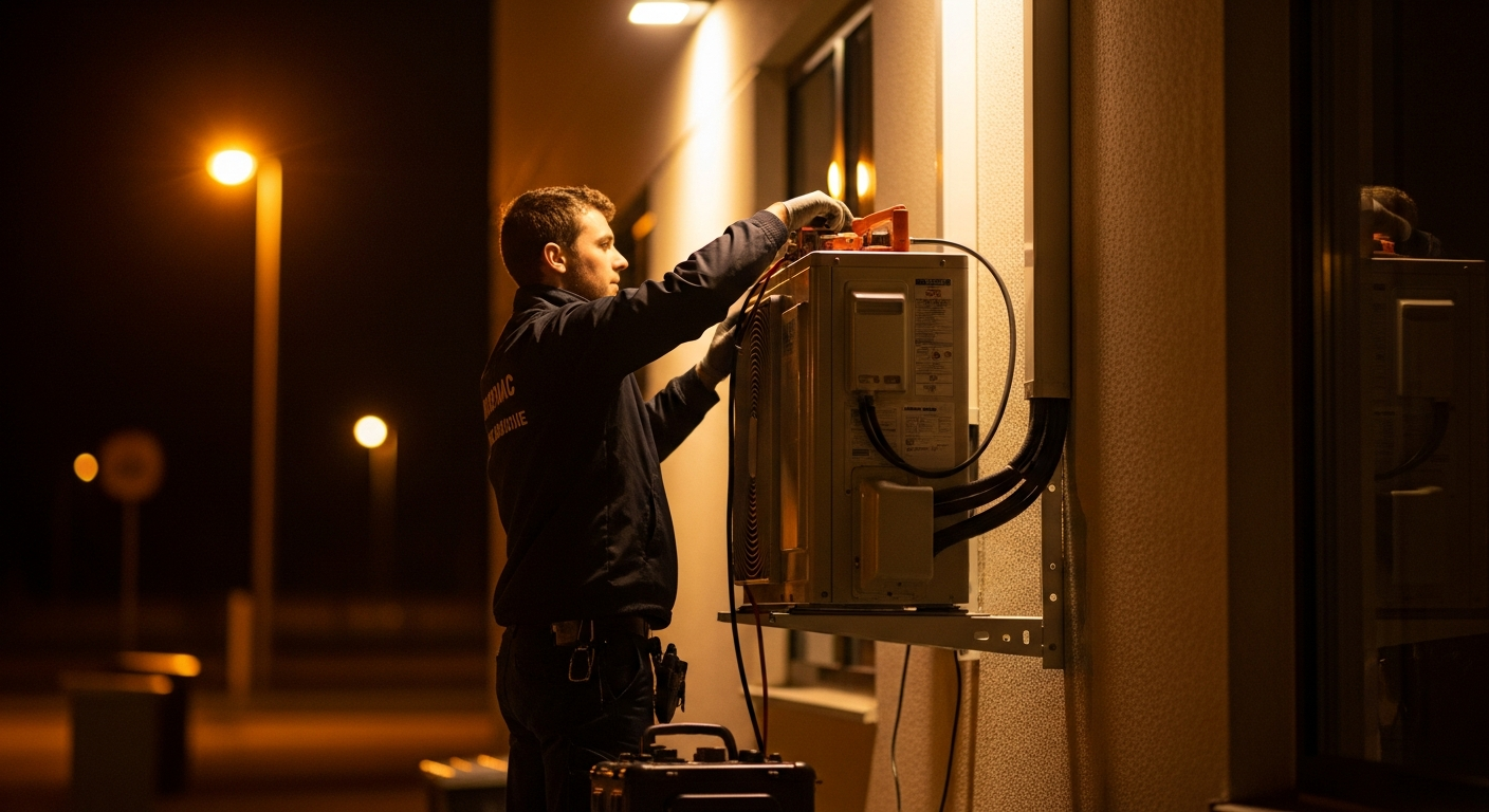 Entretien et maintenance d'un système de climatisation par un technicien expert